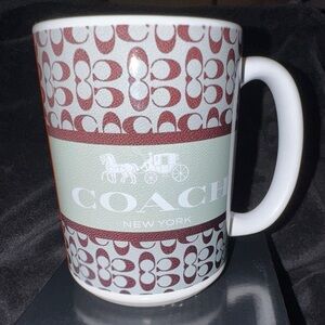 Coach Ceramic Mug with Brown Signature Pattern & Mint Band
(Fashion)